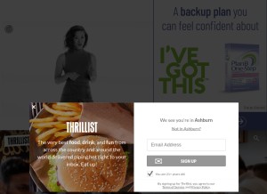 How thrillist.com looks like on a tablet such as an iPad.