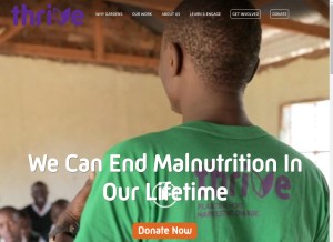 How thriveforgood.org looks like on a tablet such as an iPad.