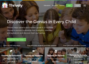 How thrively.com looks like on a tablet such as an iPad.