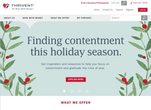 How thrivent.com looks like on a tablet such as an iPad.
