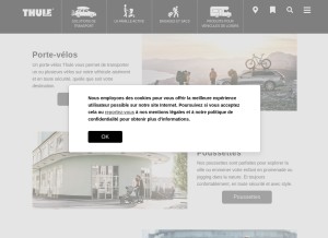 How thule.com looks like on a tablet such as an iPad.