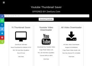 How thumbnailsave.zeeguru.com looks like on a tablet such as an iPad.