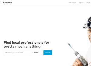 How thumbtack.com looks like on a tablet such as an iPad.