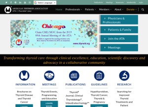 How thyroid.org looks like on a tablet such as an iPad.