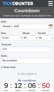 How tickcounter.com looks like on a mobile device such as an iPhone.