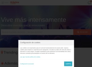 How ticketea.com looks like on a tablet such as an iPad.