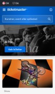 How ticketmaster.dk looks like on a mobile device such as an iPhone.