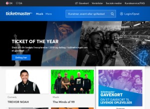 How ticketmaster.dk looks like on a tablet such as an iPad.