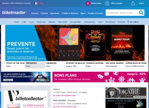 How ticketmaster.fr looks like on a tablet such as an iPad.