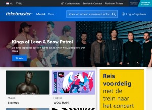 How ticketmaster.nl looks like on a tablet such as an iPad.