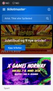 How ticketmaster.no looks like on a mobile device such as an iPhone.