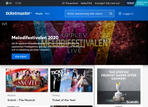 How ticketmaster.se looks like on a tablet such as an iPad.