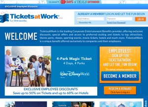 How ticketsatwork.com looks like on a tablet such as an iPad.