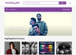How ticketweb.ca looks like on a tablet such as an iPad.
