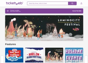 How ticketweb.com looks like on a tablet such as an iPad.
