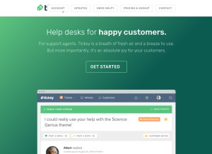 How ticksy.com looks like on a tablet such as an iPad.