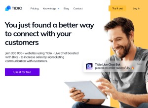 How tidio.com looks like on a tablet such as an iPad.