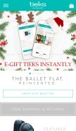 How tieks.com looks like on a mobile device such as an iPhone.