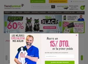 How tiendanimal.es looks like on a tablet such as an iPad.