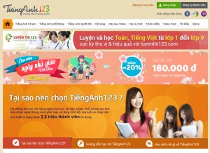 How tienganh123.com looks like on a tablet such as an iPad.