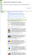 How tier-inserate.ch looks like on a mobile device such as an iPhone.