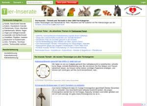 How tier-inserate.ch looks like on a tablet such as an iPad.