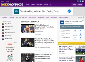 How tigerdroppings.com looks like on a tablet such as an iPad.
