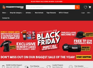 How tigerfitness.com looks like on a tablet such as an iPad.