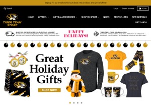 How tigerteamstore.com looks like on a tablet such as an iPad.