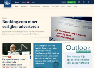 How tijd.be looks like on a tablet such as an iPad.