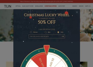 How tijneyewear.com looks like on a tablet such as an iPad.