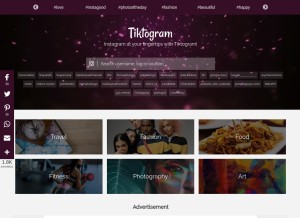 How tiktogram.com looks like on a tablet such as an iPad.