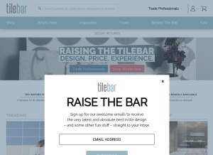 How tilebar.com looks like on a tablet such as an iPad.