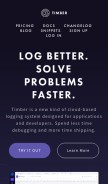 How timber.io looks like on a mobile device such as an iPhone.