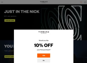 How timbuk2.com looks like on a tablet such as an iPad.
