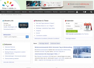 How timeanddate.de looks like on a tablet such as an iPad.