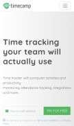 How timecamp.com looks like on a mobile device such as an iPhone.