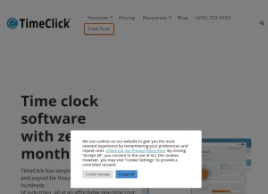 How timeclick.com looks like on a tablet such as an iPad.