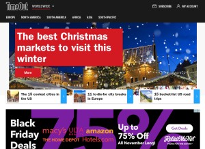 How timeout.com looks like on a tablet such as an iPad.