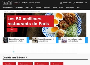 How timeout.fr looks like on a tablet such as an iPad.
