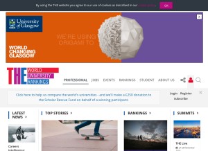 How timeshighereducation.com looks like on a tablet such as an iPad.