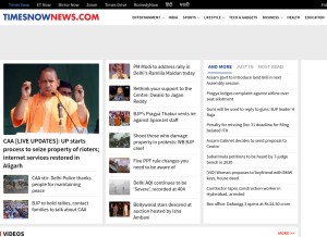 How timesnownews.com looks like on a tablet such as an iPad.