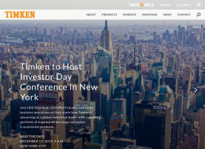 How timken.com looks like on a tablet such as an iPad.