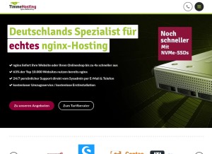 How timmehosting.de looks like on a tablet such as an iPad.