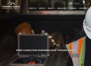 How timmons.com looks like on a tablet such as an iPad.