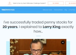 How timothysykes.com looks like on a tablet such as an iPad.