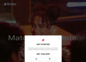 How tinder.com looks like on a tablet such as an iPad.