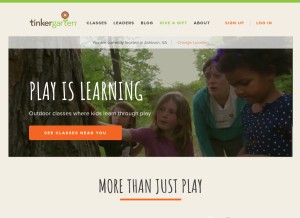 How tinkergarten.com looks like on a tablet such as an iPad.