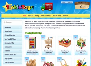 How tinkietoys.com looks like on a tablet such as an iPad.