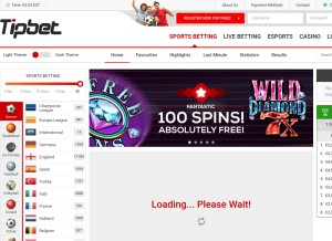 How tipbet.com looks like on a tablet such as an iPad.